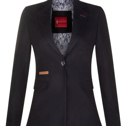 Womens 1920s Black Wool Classic Retro Vintage Blazer