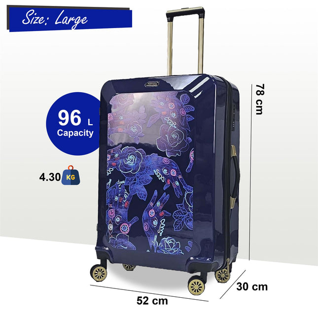 Hard Shell Flower Print Suitcase Luggage Set