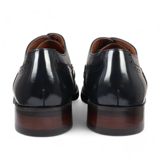 Justin Reess Men's Blue Patent Leather Brogue Formal Shoes - Harry