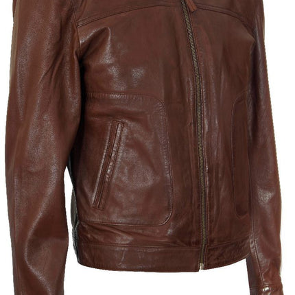 Men’s Classic Fitted Leather Biker Jacket-Austin
