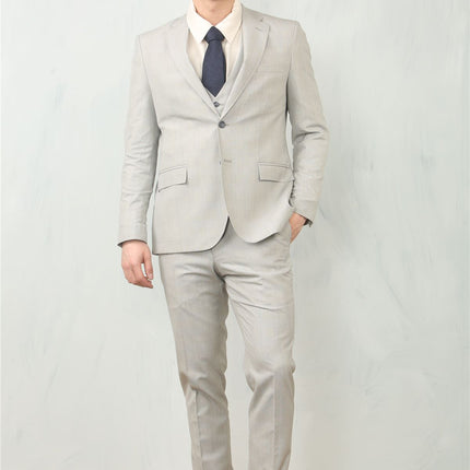 Men's 3 Piece Prince Of Wales Grey Suit Workwear