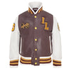Kids Burgundy Letterman Leather Varsity College Bomber Jacket