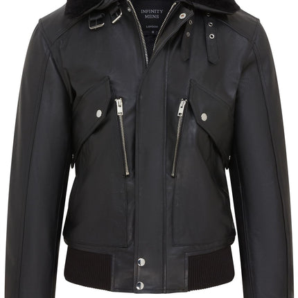 Men's Air Force A2 USAF Black Aviator Bomber Leather Cowhide Jacket