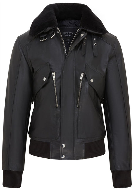 Men's Air Force A2 USAF Black Aviator Bomber Leather Cowhide Jacket