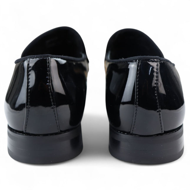 Men’s Smart Black Loafers Leather Lined Velvet Slip-On Shoes