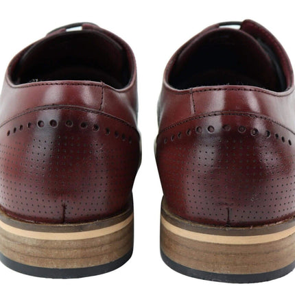 Mens Classic Oxford Brogue Shoes In Perforated Wine Leather