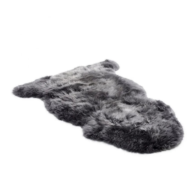 Genuine Charcoal Grey Sheepskin Natural Silky Soft Fluffy Real Wool Rug