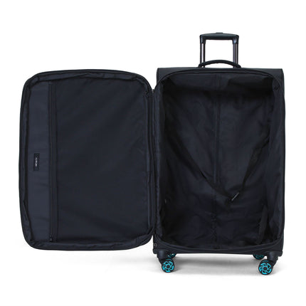 Soft Shell Black 1680D Polyester Suitcase Set 8 Wheel TSA Lock Luggage