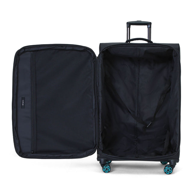 Soft Shell Black 1680D Polyester Suitcase Set 8 Wheel TSA Lock Luggage
