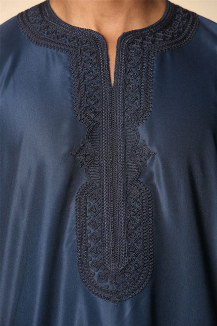 Men's Blue Moroccan Thobe Djellaba Jubba Robe Eid