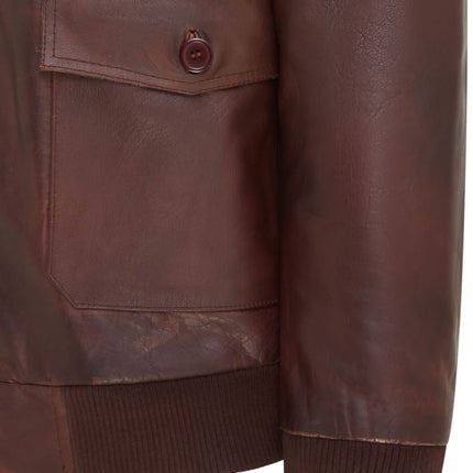 Men's Top Gun Air Force A2 Brown Aviator Bomber Cowhide Leather Jacket
