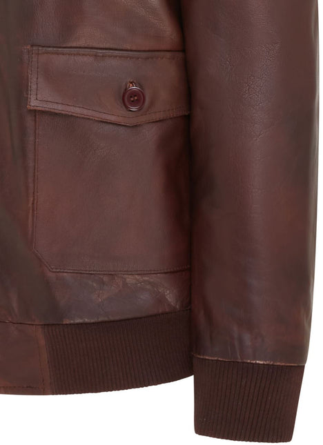Men's Top Gun Air Force A2 Brown Aviator Bomber Cowhide Leather Jacket