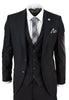 New Mens 3 Piece Suit Plain Black Classic Tailored Fit Smart Casual 1920s Formal