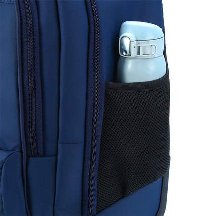 19" Blue Wheeled Laptop Backpack Premium PU 4 Wheel Trolley Rucksack