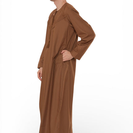 Men's Eid Camel Brown Moroccan Jubba Robe Djellaba Ramadan Eid Thobe - HM11