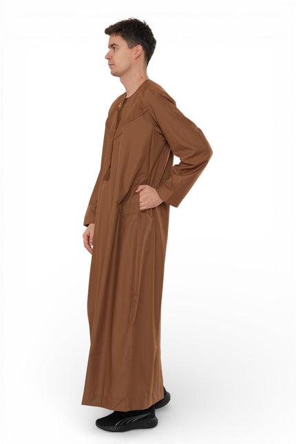 Men's Eid Camel Brown Moroccan Jubba Robe Djellaba Ramadan Eid Thobe - HM11