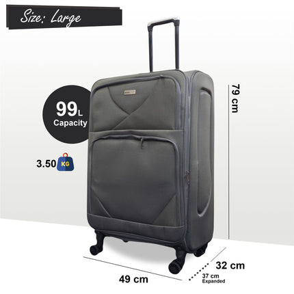 Soft Shell Lightweight Nylon Suitcase Set 4 Wheel Travel Case Holiday Bags