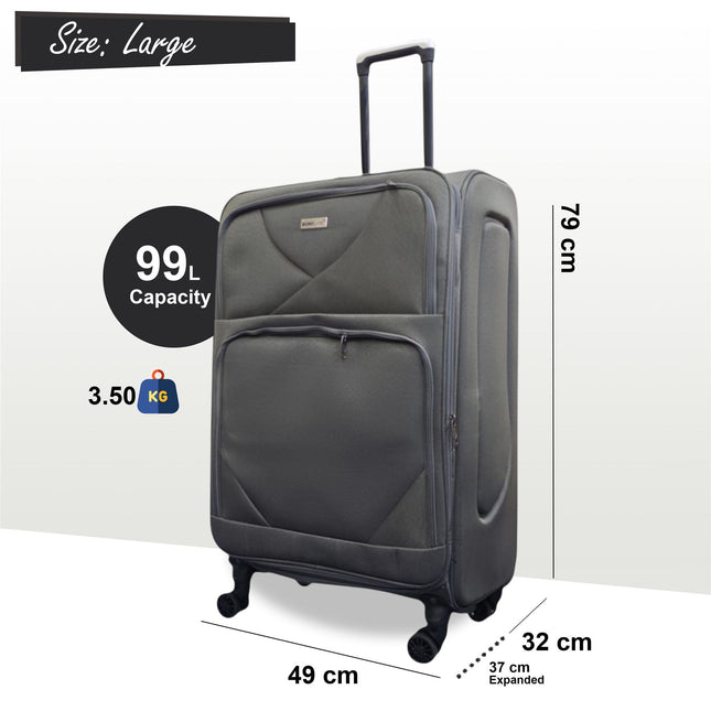 Soft Shell Lightweight Nylon Suitcase Set 4 Wheel Travel Case Holiday Bags