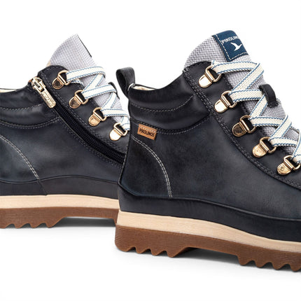 Pikolinos Women's Blue Leather Trainers Sneaker Winter Lace-up Boots - Vigo