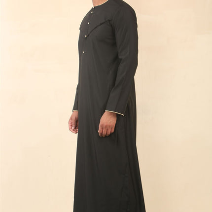 Men's Omani Eid Black Thobe  Saudi Emirati Jubba Robe