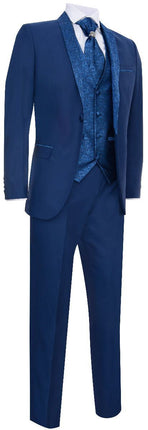 Men's 4 Piece Blue Tailored Wedding Suit