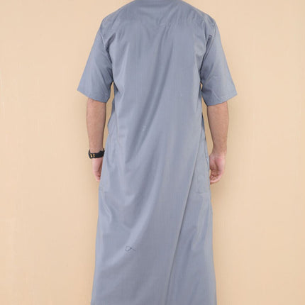 Mens Grey Thobe Jubba Islamic Arab Moroccan Saudi Zipped Kaftan Arab Robe