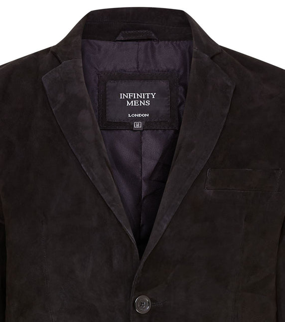 Mens Suede Blazer Jacket Soft Real Italian Leather Fitted Vintage Coat
