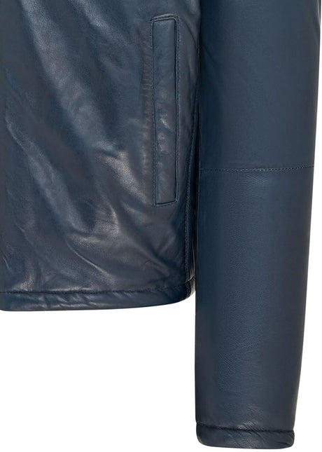 Mens Reversible Hooded Leather Jacket Premium Lambskin Napa