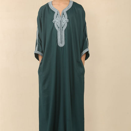 Kid's Boys Green Moroccan Thobe Jubba Robe Eid Djellaba Gandoura