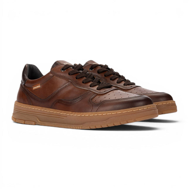Pikolinos Men's Brown Leather Sneaker Trainers Lace-Up Sports Shoes - Salinas