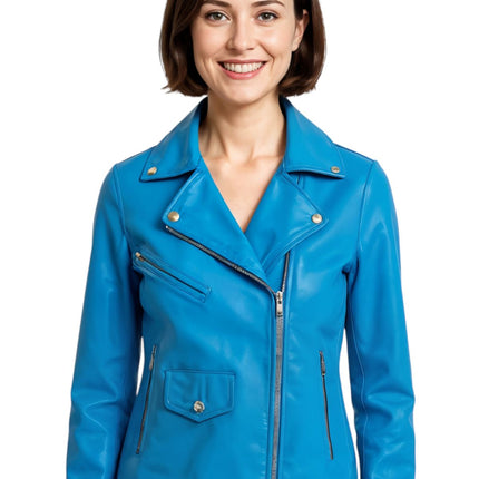 Women's Classic Brando Biker Leather Jacket - Broome