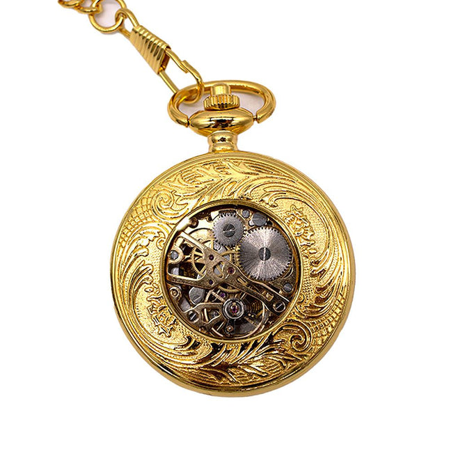 Antique Brass Gold Alloy Skeleton Half Hunter Pocket Watch