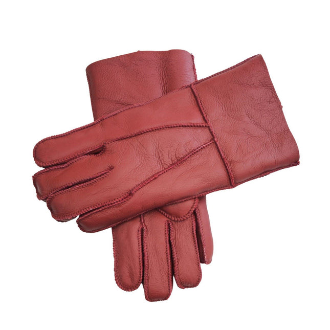 Infinity Leather Unisex Red Sheepskin Leather Gloves with Roll Up/Down Cuff
