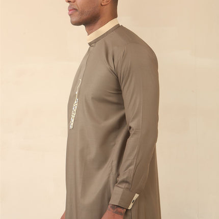 Men's Brown Thobe Arab Saudi Emirati Islamic Clothing Jubba Robe
