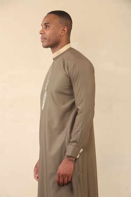 Men's Brown Thobe Arab Saudi Emirati Islamic Clothing Jubba Robe