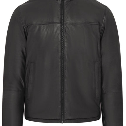 Mens Reversible Hooded Leather Jacket Premium Lambskin Napa