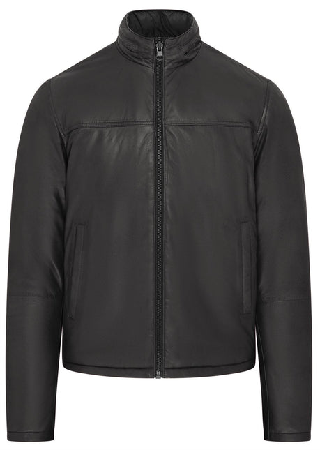 Mens Reversible Hooded Leather Jacket Premium Lambskin Napa