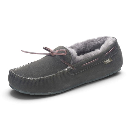 Men’s Olive Green Genuine Sheepskin Moccasin Winter Slippers - Flint