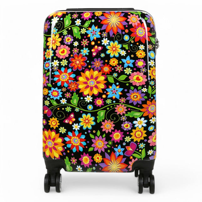 Strong Expandable Hard Shell Dual 4 Wheel Suitcase Set Print Luggage Cabin Travel Bag