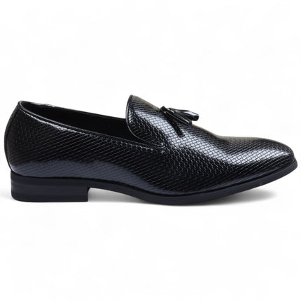 Men’s Black Formal Tassel Loafers Slip-On Leather Shoes