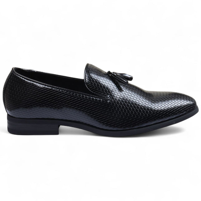 Men’s Black Formal Tassel Loafers Slip-On Leather Shoes