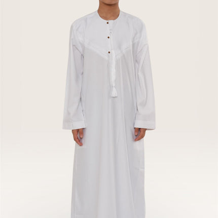 Kids Boys Eid White Moroccan Jubba Robe Djellaba Ramadan Eid Thobe - K-HM11
