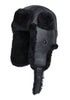 Mens Black RAF Aviator Sheepskin B-55 Trapper Hat Winter Warm Leather Navigator Hat