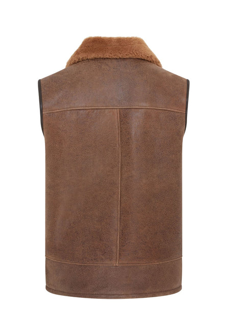 Men's Sheepskin Leather Gilet Aviator B3 Shearling Bomber Vest Waistcoat