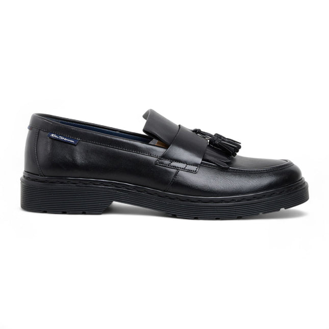 Ben Sherman Men's Black Leather Tassel Loafer Shoes - Dudley