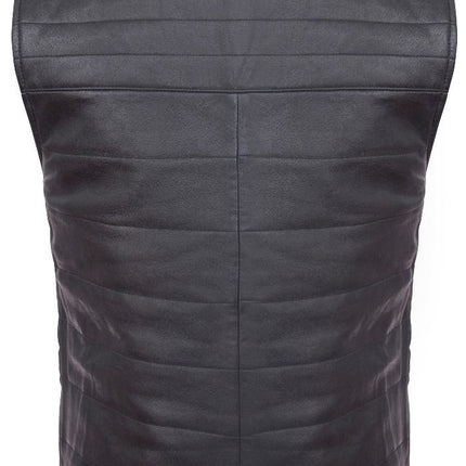 Mens Reversible Black and Brown Leather Gilet-Preston