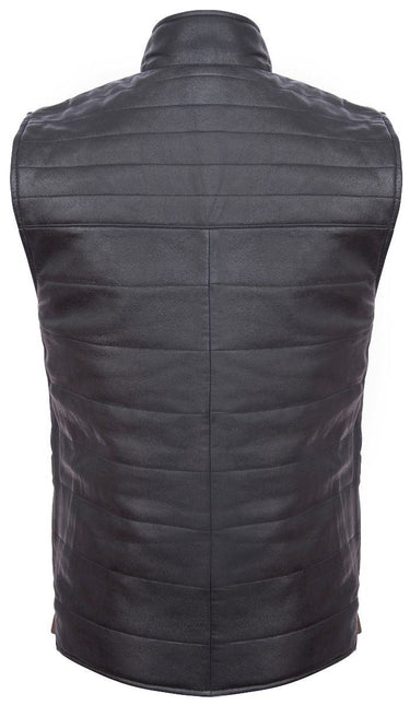 Mens Reversible Black and Brown Leather Gilet-Preston