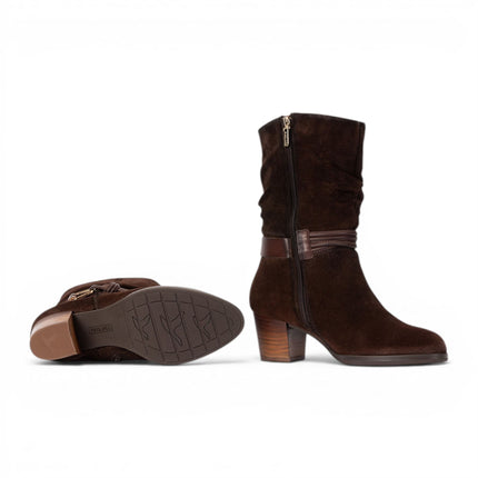 Pikolinos Women's Dark Brown Leather Mid-Calf High Boots - Zamora