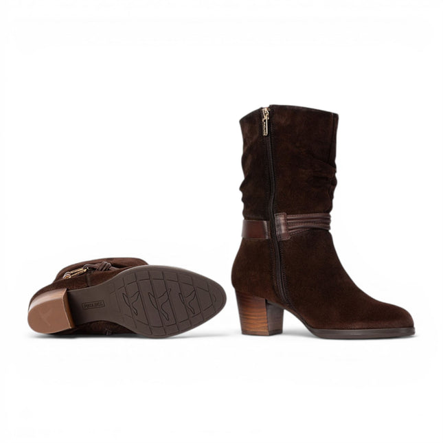 Pikolinos Women's Dark Brown Leather Mid-Calf High Boots - Zamora