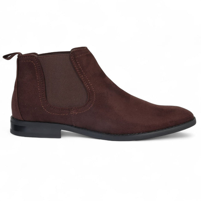 Men's Brown Suede Chelsea Boots Real Leather Lined Slip-On